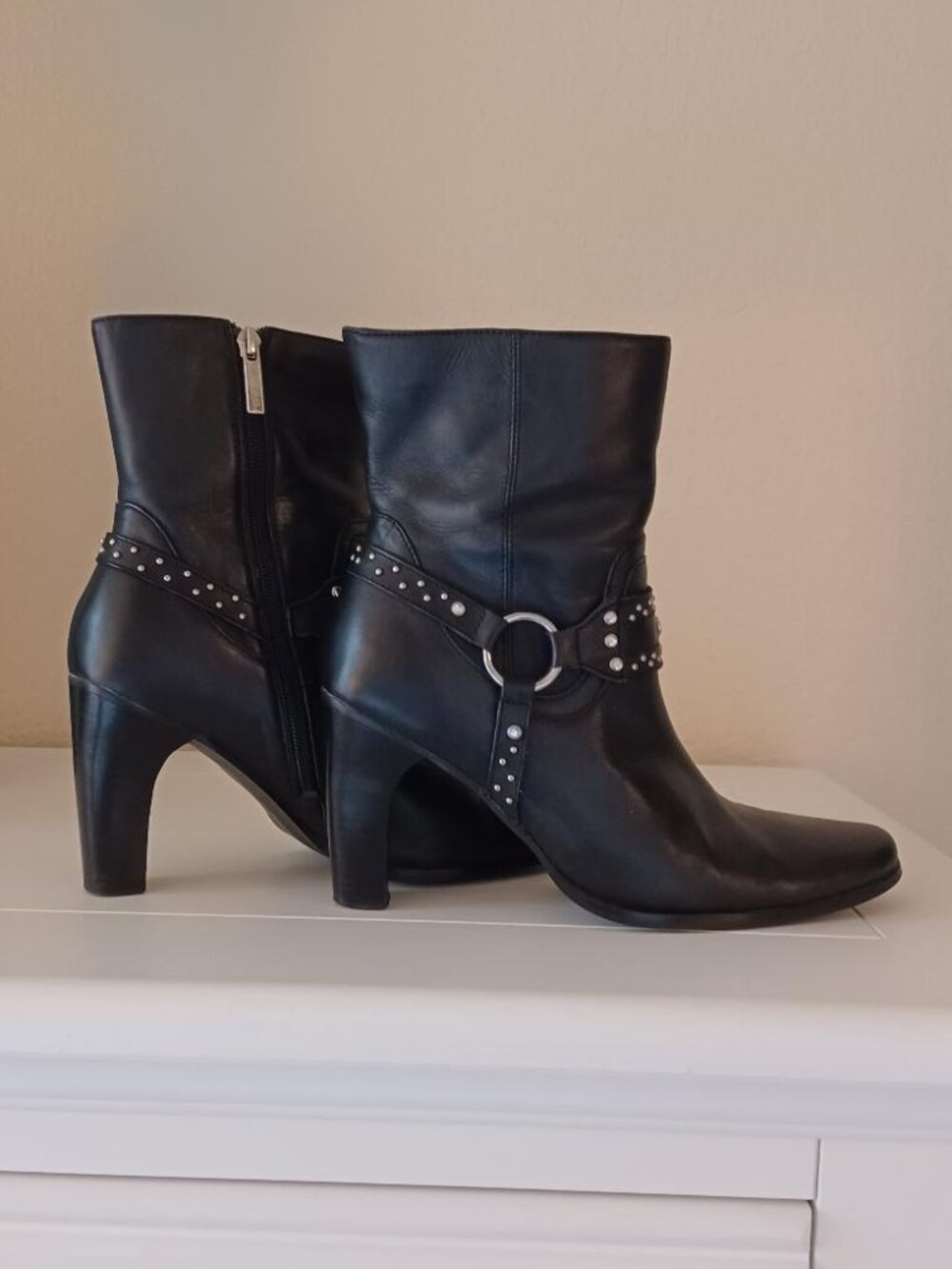 Harley-Davidson "Julia" Black Leather Motorcycle Boots Size 9.5